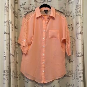 Rue21 Light Pink Blouse with Lace Detail